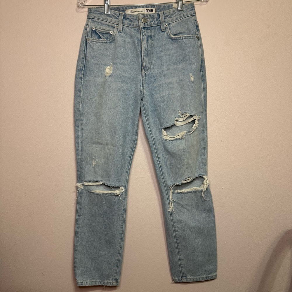 Lovers + Friends Light Blue Distressed Straight Jeans